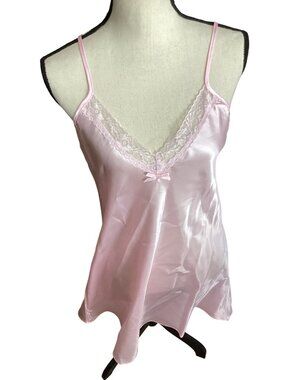 Pink Satin Lingerie Camisole Nightwear*Sleepwear*Adjust Straps*Sissy*Femboy*NWT